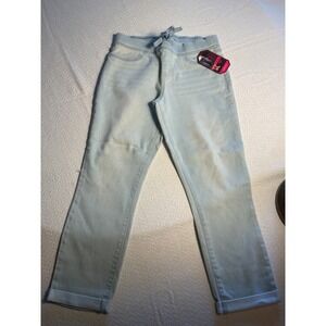 NO BOUNDARIES Kids Girls Mid Rise Skinny Fit Crop Jeans Drawstring Size M (7-9)
